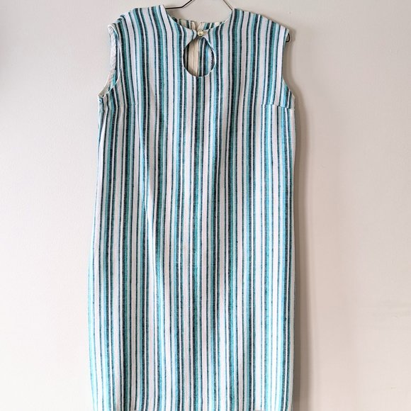 Vintage Turquoise/Green and White Striped Dress - Picture 1 of 6